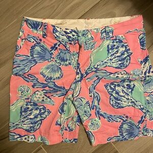 Lilly Pulitzer Pink and Blue Bermuda Shorts with Butterfly Print
